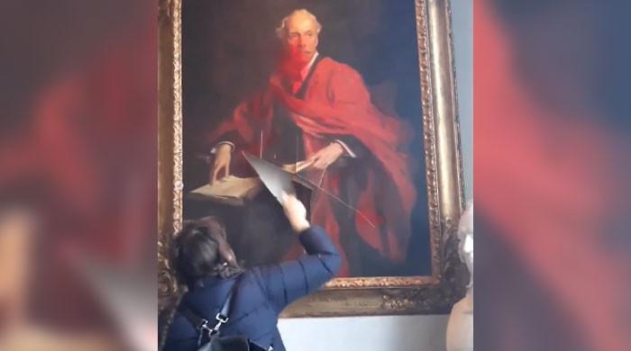 Pro-Palestine protestors slash Arthur Balfour’s painting